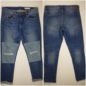 Blank NYC Tomboy Jean's Sz 27 Distressed Patchwork Boyfriend